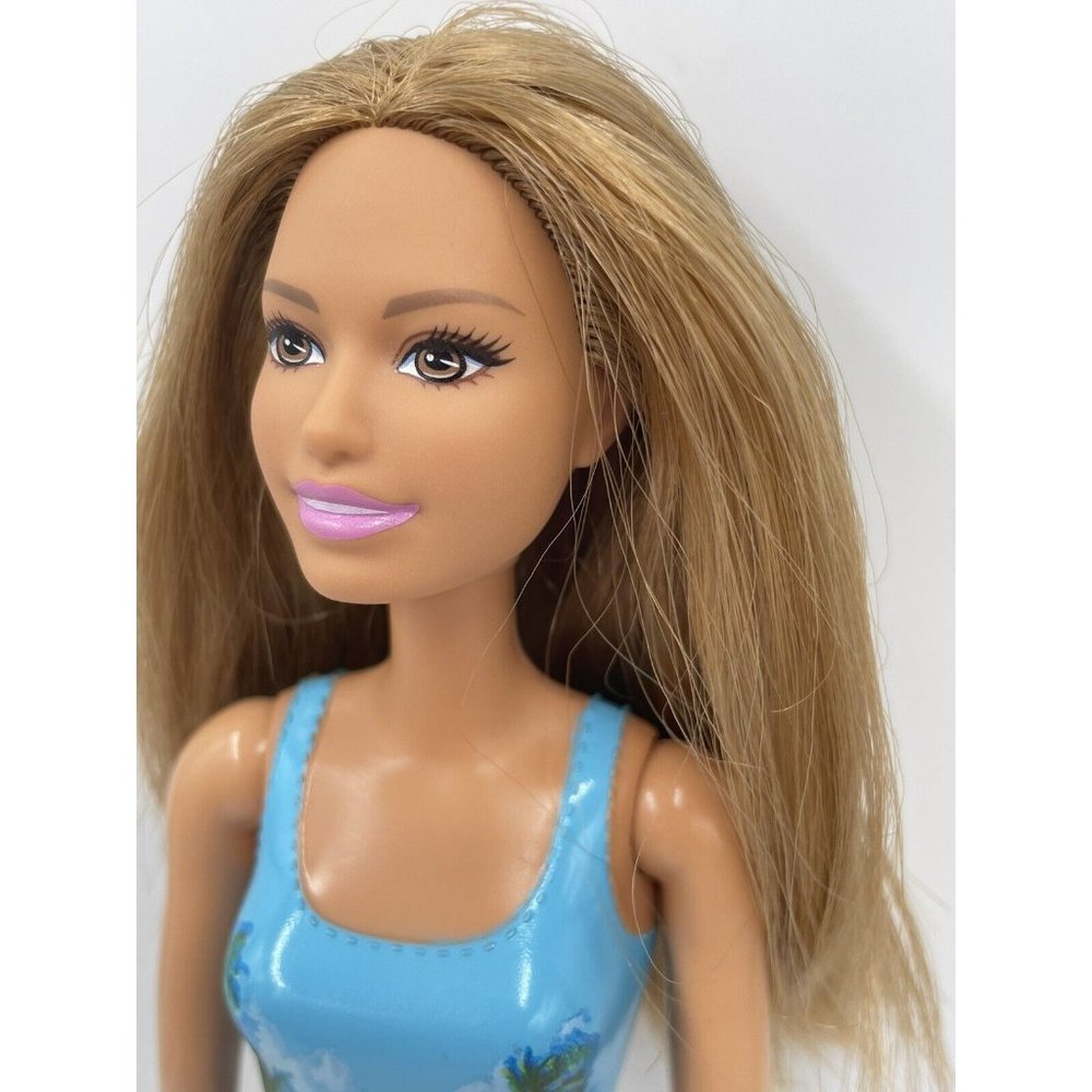 Summer Beach Tan Barbie Doll Blue Swimsuit - Picture 2 of 11